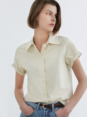 Logo half-sleeve shirts / Yellow beige