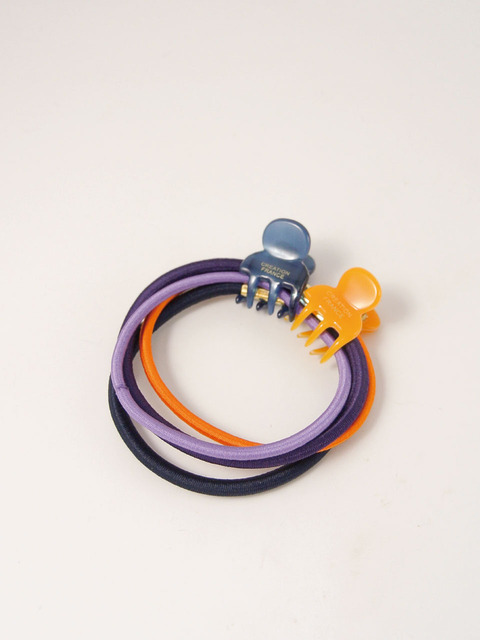 헤어액세서리 - 오브제213 (objet213) - Purple & Tangerine Clips & String Set (2 clips+4 string)