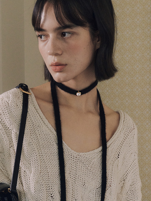 주얼리 - 데누 (Denu) - pearl pendant angora necklace [Gold]