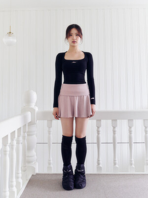 Knit mini flare skirt (PINK)