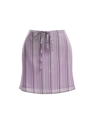 Pansy Striped Skirt _ Striped Printed Purple Skirt