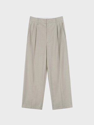 WOOL WIDE NAPPING SLACKS_BEIGE