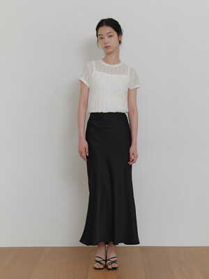 SATIN LONG SKIRT_BLACK