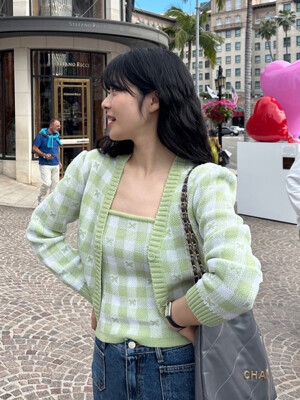 LONA Knit Cardigan Set(로나)_LIGHT GREEN