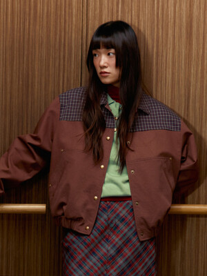 Brun Checked Bomber Jacket (Red Brown)