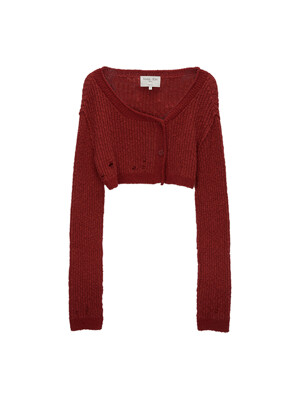 BUTTON BOLERO KNIT CARDIGAN IN RED