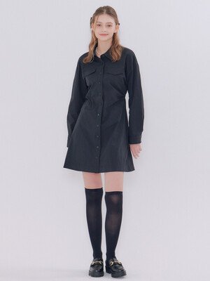 MET line shirt mini dress black