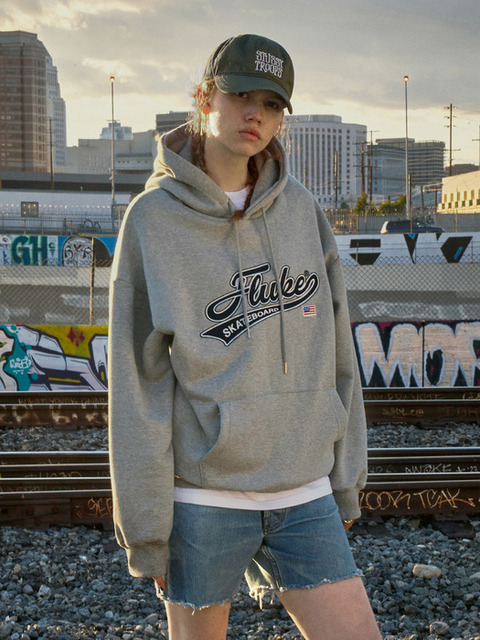 블랙블론드]BBD Leopard Classic Smile Logo Hoodie (White)