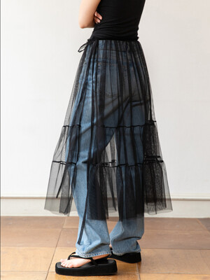 Lace wrap skirt_Black
