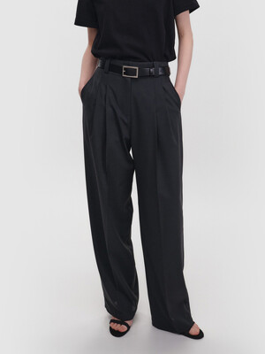 WOOL TWO TUCK BAGGY TROUSER_2colors