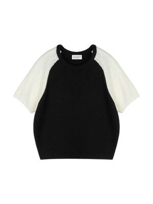 Round Color Matching Half Knit (Black)