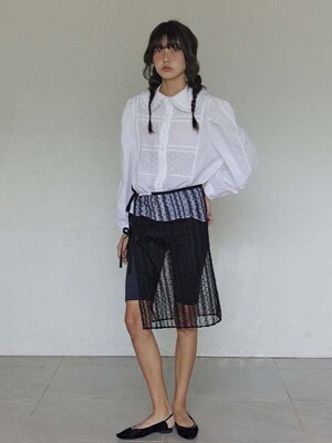 Lace layered skirt / Black