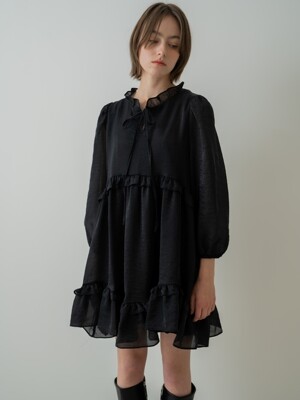 Shallot Ruffle Mini Dress_Black