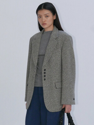 ALPACA BLEND CLASSIC JACKET - GREY