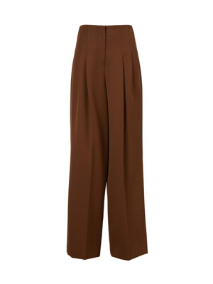 WIDE TWO-TUCK PANTS (BROWN)