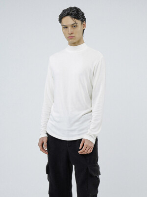 Fleece Wool Half Turtleneck - White /M244TP03WH
