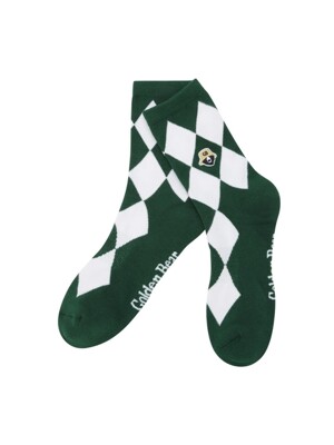 (UNI) Argyle Pattern Mid-Length Socks(Green)_G6LAX24621GRX