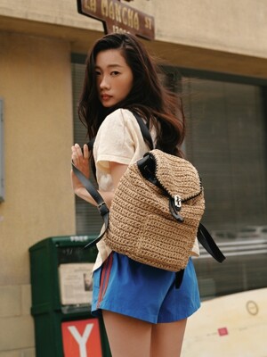[단독]Boater Weaving Backpack M (보터 위빙 백팩 미듐) Beige