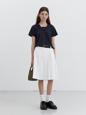 MIDI PLEATS SKIRT WHITE_UDSK5B229WT