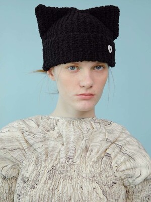 SS CAT KNIT HAT_BLACK
