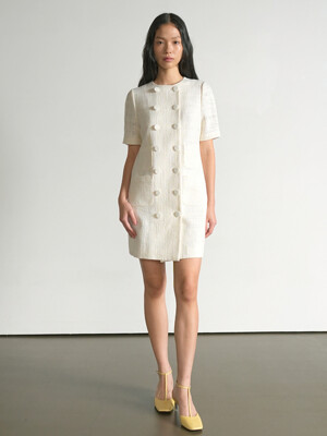 Linen Tweed Dress Ivory