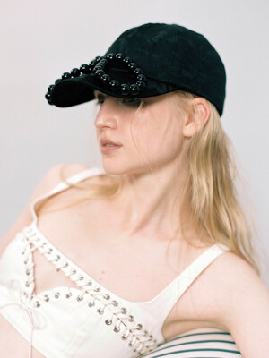 BASIC BALL CAP_RIBBON_SILK BLACK