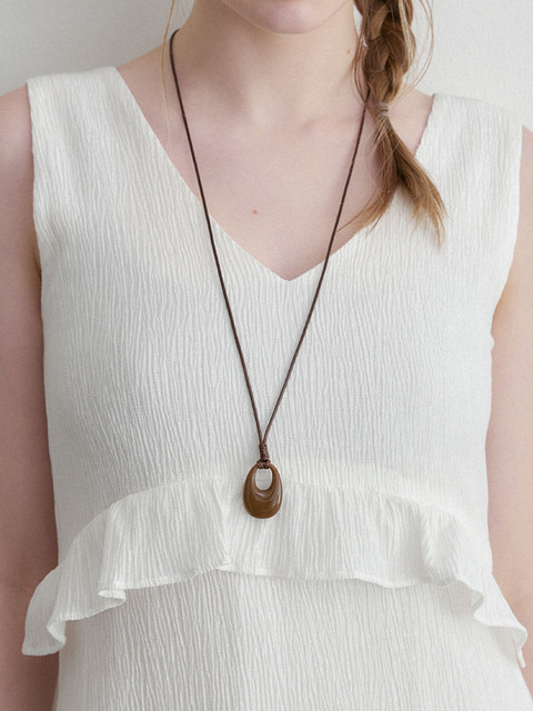 할렌 oval drop necklace (N056_brown)