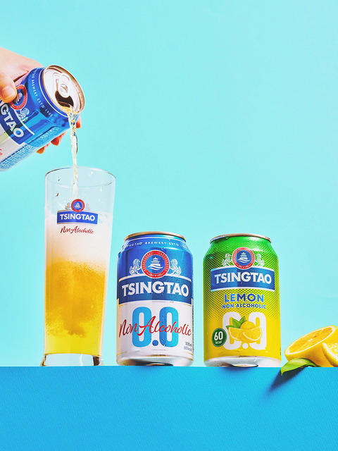 칭따오 논알콜릭 [W컨셉 단독] 칭따오 논알콜릭 전용잔 패키지 330ml 6캔+전용잔 1개+레몬 330ml 체험캔 증정