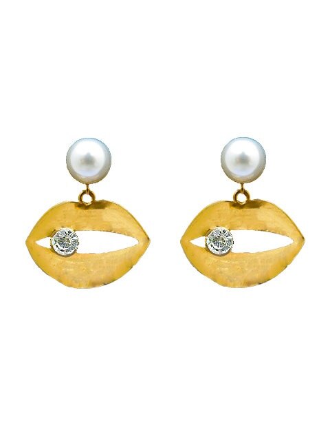 gold lip earrings