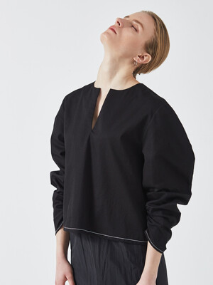 Shirring Detail Blouse Black