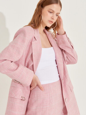 Not so classic Oversized Linen Jacket [Baby Pink]