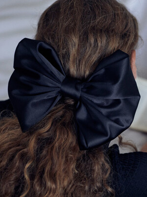 Black Large Satin Ribbon Hair Pin