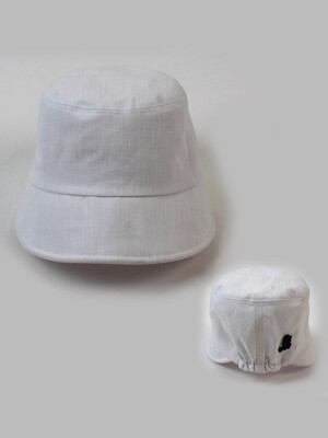 Linen Backopen White Drop Bucket Hat 버킷햇