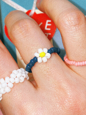 Blue Daisy Flower Beads Ring 비즈반지