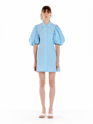 UMBRIA Mini Shirt Dress - Light Blue