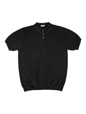Texture Summer Polo Knit (Black)