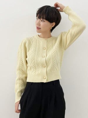 CABLE KNIT CARDIGAN_YELLOW