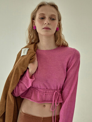ribbon crop knit_pink