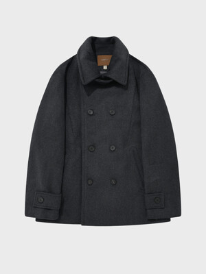 Wool Pea Coat  BLACK