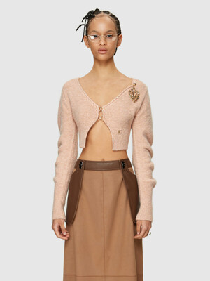 MOHAIR HOOK CARDIGAN - SALMON PINK