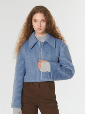 Cozy wool zipup jacket - Sky blue