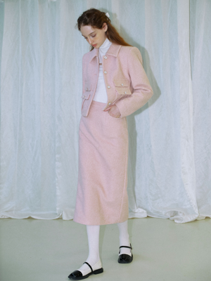 Cest_Light pink fragrant mid-length skirt and jacket set_LIGHT PINK
