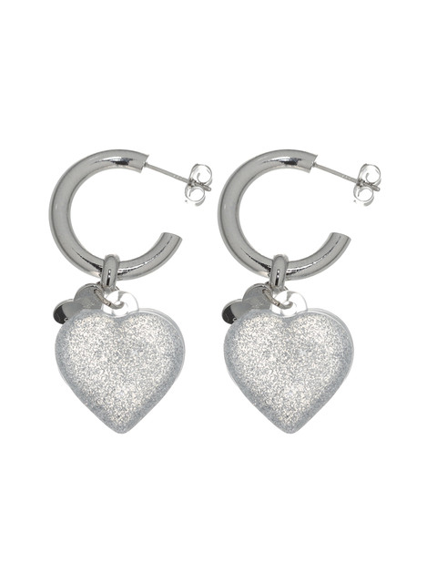  - 스윙셋 (Swingset) - Glitter Heart Earrings (Silver)