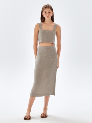Sleeveless Cropped Top + Skirt SET