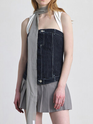 THIN SCARF / LAYER STRIPE / G GREY