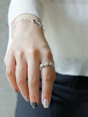 Silver Twisted Chain Ring R0600