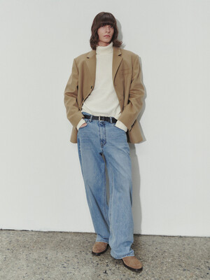UNISEX 3 BUTTON CASHMERE JACKET CAMEL_M_UDJA3D122CM