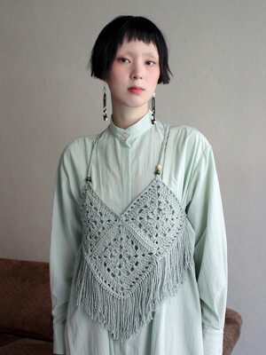 Handmade Crochet Tassel Vest (MINT)