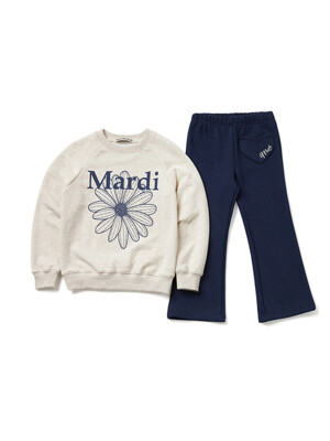 KIDS SWEATSHIRT SETUP FLOWERMARDI_OATMEAL NAVY