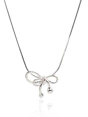 Silky Ribbon Silver Necklace In506 [Silver]